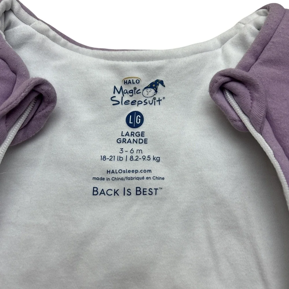 Halo Magic Baby Infant Sleepsuit Large 3-6M 18-21 Lb Purple Sleep Sack Swaddle